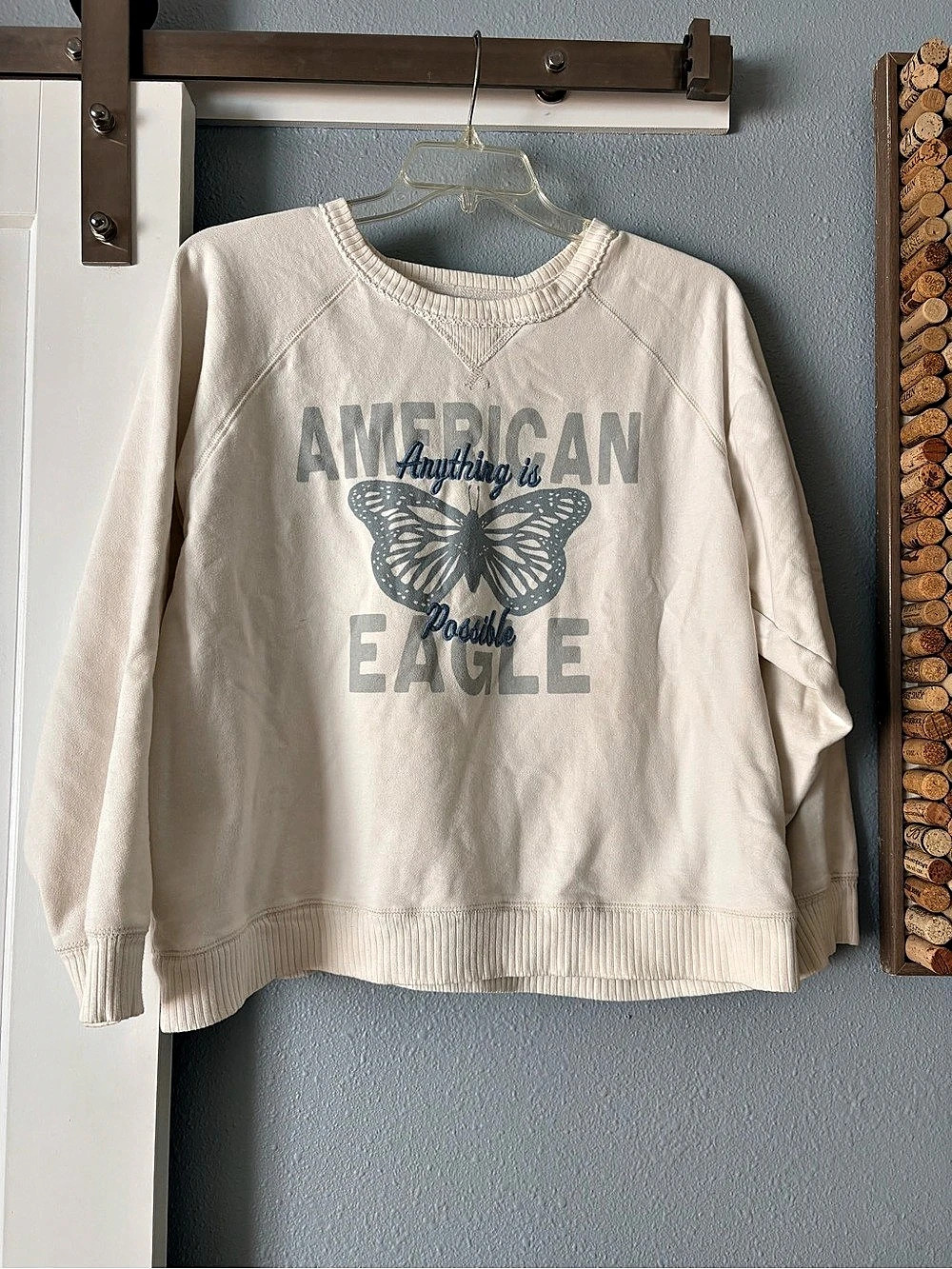 American Eagle Anything is Possible Butterfly Lived-In Sweatshirt XL